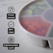 SwivelServe Divided Serving Tray with Lid, 6 Compartments, White