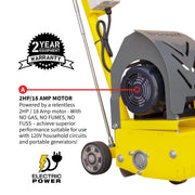 Electric 8” Concrete Scarifier Planer Grinder for Sidewalk Trip Hazard Repair by Tomahawk Power – Yellow, Model eTSCAR8 + eTSCAR6TCC