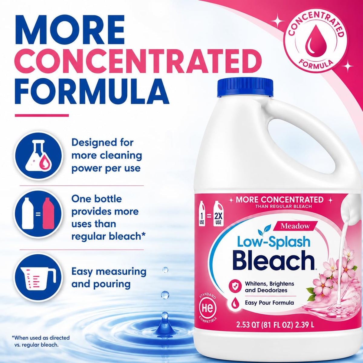 Low Splash Bleach by Generic – 81 Fl Oz (Pack of 1), Model RHM-meadow-81oz