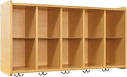 Tot Mate Wall Cubbie Storage Coat Rack, Classroom Furniture, Wall Cubby Shelf Organizer with Double Hooks, 46" W x 15" D x 26" H, (Fully Assembled, Maple)