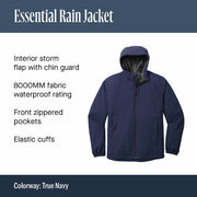 Essential Rain Jacket by Port Authority – Large, Polyester Blend, Deep Black, Model J407
