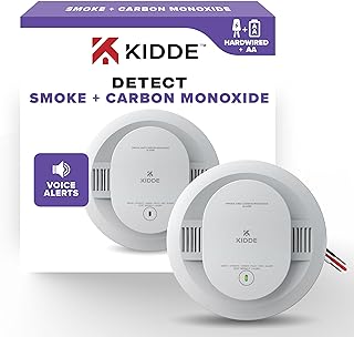 Kidde Smoke & CO Detector, Hardwired & AA Battery Backup, 30CUAR-V, 1 Pack | Voice Alerts and Wired Interconnect Capability with Smoke and Carbon Monoxide Detection, Ideal for Homes & Apartments