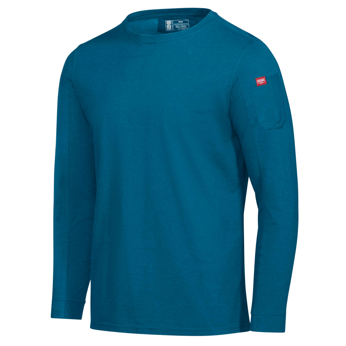 Men's Long Sleeve Midweight Performance Tee by Red Kap – Large, Cotton, Heathered Mykonos, Model S4K5HM RG L