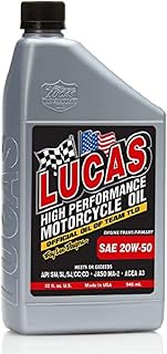 Lucas Oil 10700 SAE 20W-50 Motorcycle Oil - Gray, 1 Quart (32 Ounces) (Pack of 5)
