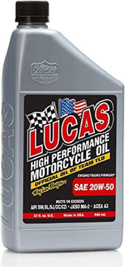 10700 SAE 20W-50 Motorcycle Oil - Gray by Lucas Oil – 1 Quart (32 Ounces) (Pack of 5), Multi, Pack of 5, Model LUCA10700