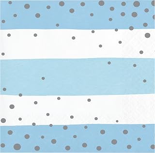 Creative Converting Blue and Silver Celebration Beverage Napkins, 16 ct
