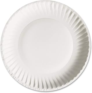AJM Packaging AJM AJMPP6GRE Green Label Paper Plates, Microwavable, 6" Diameter, White - 100 Count (Pack of 10)