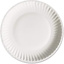 AJM AJMPP6GRE Green Label Paper Plates, Microwavable, 6" Diameter, White - 100 Count (Pack of 10)
