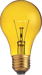 Satco S6083 25 Watt A19 Incandescent Light Bulb, Transparent Yellow
