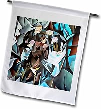 3dRose Three Men Playing Cards Geometric Art After Rockline 18 x 27 inch Garden Flag