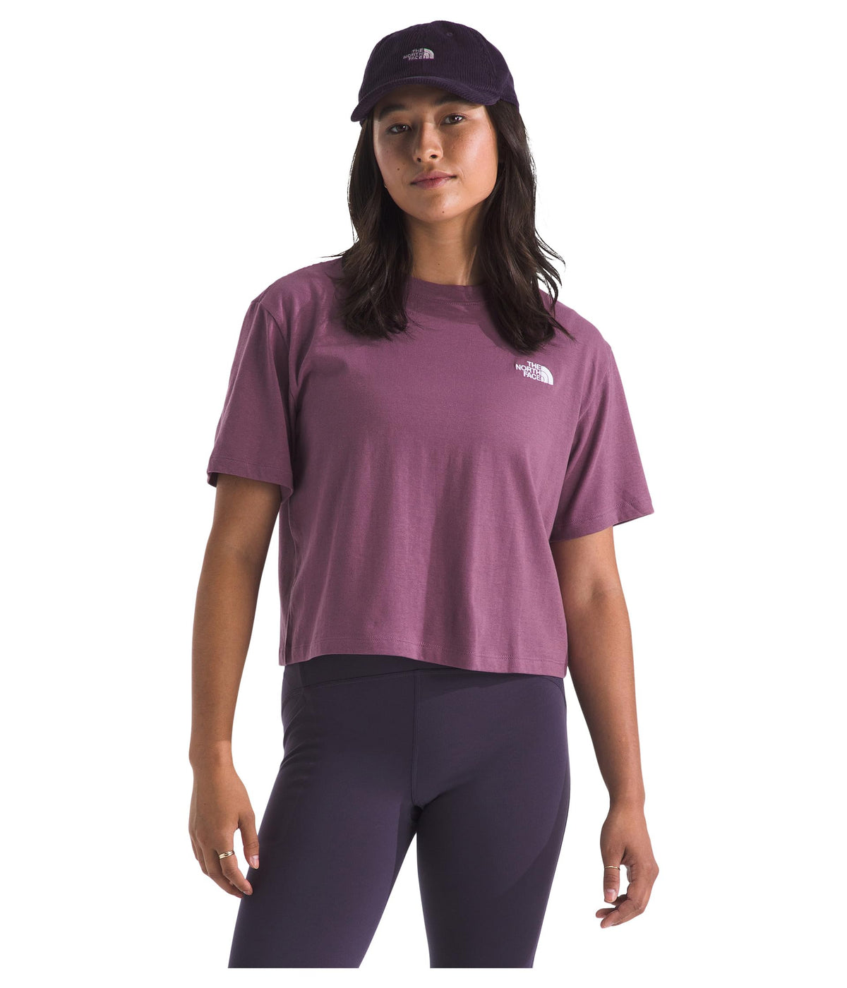 Womens Evolution Simple Dome Crop Relaxed Short Sleeve Tee Chroma Purple LG One Size by The North Face – Chroma Purple, Model NF0A8FDHG4Y