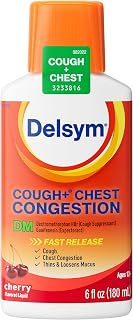Delsym Cough + Chest Congestion Relief Liquid, Cherry Flavor, 6 FL OZ