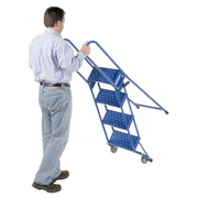 4 Step Lock-N-Stock Folding Ladder by Ballymore – 30"L x 24"W x 10"H, Alloy Steel, Blue, Model LS4247