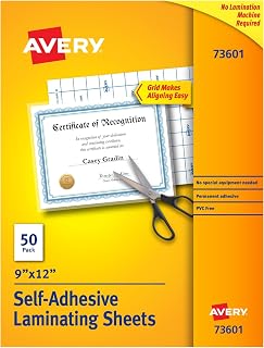 Avery Clear Laminating Sheets, 9" x 12", Permanent Self-Adhesive, 50 Self-Laminating Sheets, Great for Protecting Documents, Photos, and Signs More (73601) (Pack of 10)