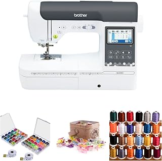 Brother SE2000 Computerized Sewing and Embroidery Machine Bundle | LCD display, accessories, (4 items)