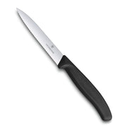 VIC- Swiss Classic Paring 4" Serrated Spear Point Blade 5/8" Width at Handle Black by Victorinox – 4", Other, Black, Model 6.7733