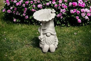 Generic Large gnome Sitting Under Flowers Statue Fairy gnome Figure, Gray