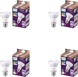 PHILIPS Smart Wi-Fi Connected LED 45-Watt R20 Light Bulb 4-Pack, Frosted Color, Dimmable, E26 Medium Base