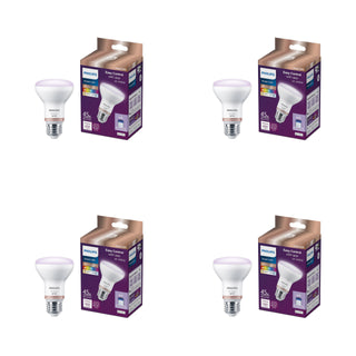 Smart Wi-Fi Connected LED 45-Watt R20 Light Bulb 4-Pack by PHILIPS – Plastic, Multicolor + Tunable White, Pack of 4, Model 567123