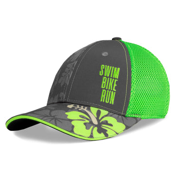 Performance Adjustable Trucker Hat for Men and Women by Headsweats – Polyester, Neon Green/Grey, Model 7743