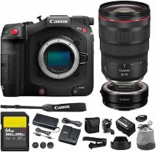 EOS C80 6K Cinema Camera Kit | Full Frame Sensor with RF 24-70mm f/2.8 Lens | Triple Base ISO RAW Light Compact Professional (6389C010) + Canon Adapter EF-EOS R + 64GB Card