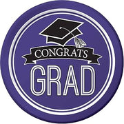 Creative Converting 320075 Graduation School Spirit Purple Dessert Plates, 7",