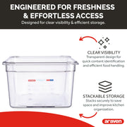 Polycarbonate Food Pan by Araven – 2.5 cubic_feet, Polycarbonate (PC), Clear, Pack of 6, Model 09845