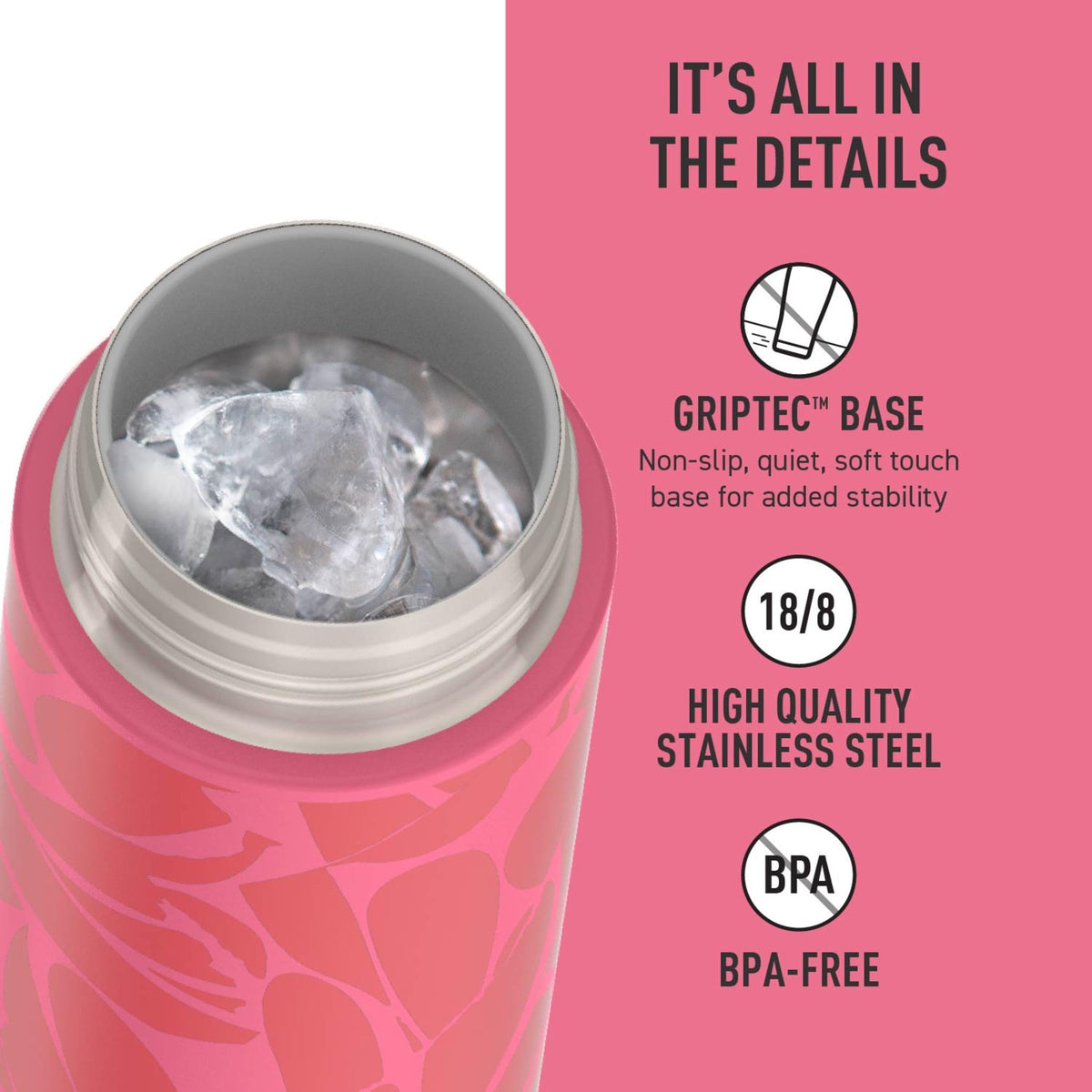 ICON 18 oz Leak‑Proof Insulated Water Bottle with Spout by THERMOS – 18 Ounces, 18.0 fluid_ounces, Stainless Steel, Abstract Pearls, Model IS2505AP4