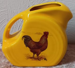 Fiesta Mini Disc Pitcher - Daffodil Yellow w/Chicken New Hampshire Red Rooster - HLC USA