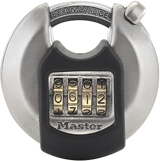 Master Lock Magnum Combination Discus Padlock, Shrouded Shackle M40NUMEC | Heavy-Duty Stainless Steel Lock, 2-3/4-Inches Wide for Sheds, Storage Units, Tools, Construction Sites & More