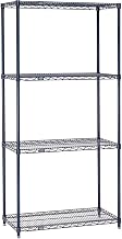 Nexelon Wire Shelving, Blue Epoxy, 42" W X 14" D X 74" H