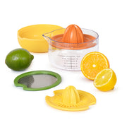 Juicer Citrus 3 in 1 by Tovolo – 5.67" Tall, 1.5 cups, Silicone Lid, Plastic Base, Yellow, Model 1001027