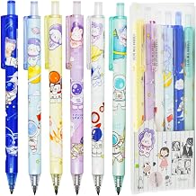 Maydahui 12Pcs Space Rocket Astronaut Eternal Pencils 0.5mm HB Pencil | Cute Planet Spaceman Infinity Thick Pencil Retractable Forever Pencil for Writing Drawing Office Supplies Birthday Gift