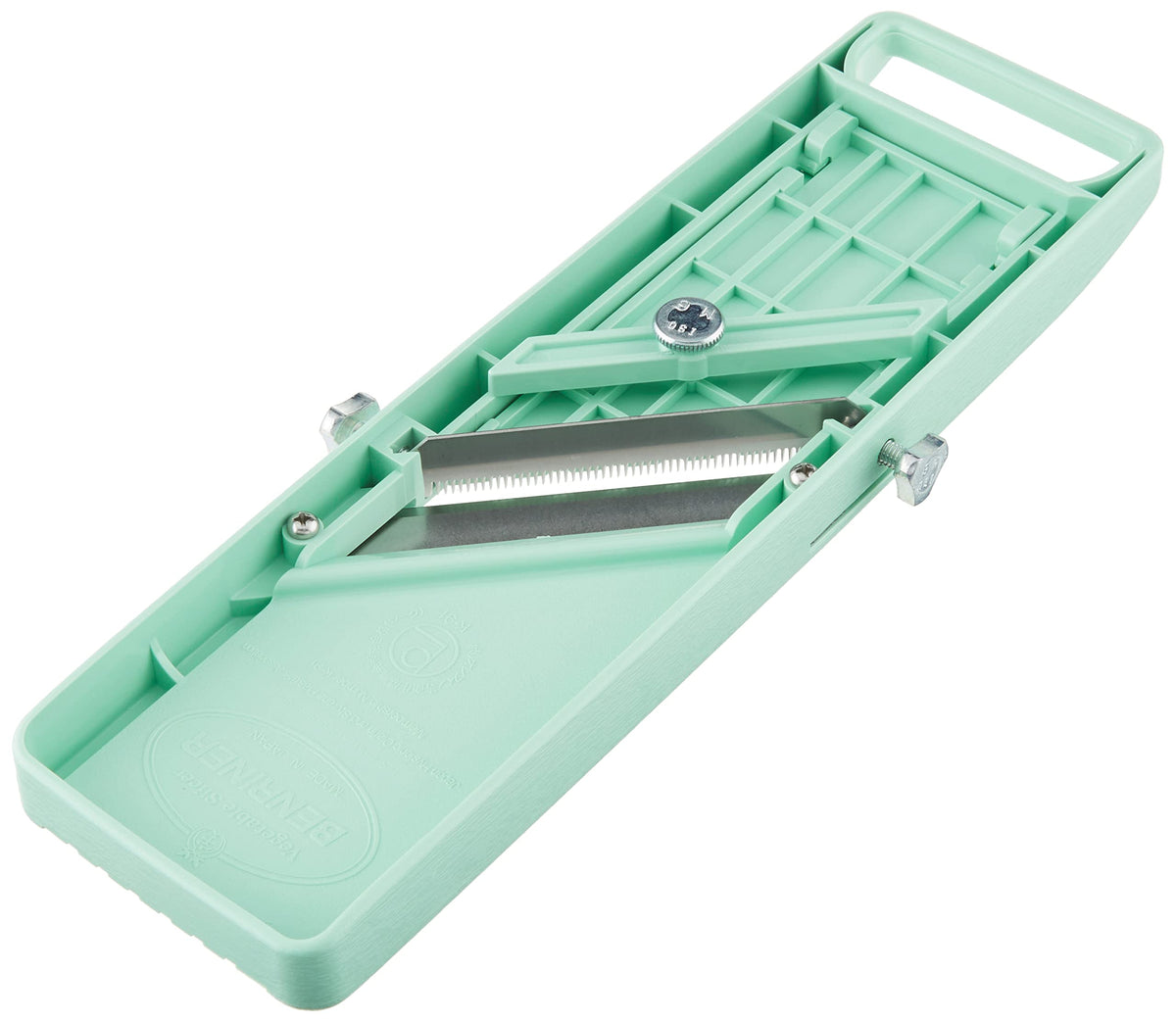 Vegetable Slicer Green (Old Version) by Benriner – 12 1/4 inches by 3 1/2 inches, Plastic, Green Nob Slicer, Model N4290