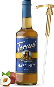 Jimoco® Syrup Pump Dispenser + Torani® Sugar Free Hazelnut Syrup, 25.4 oz - Coffee Syrup Pump & Flavoring Bundle