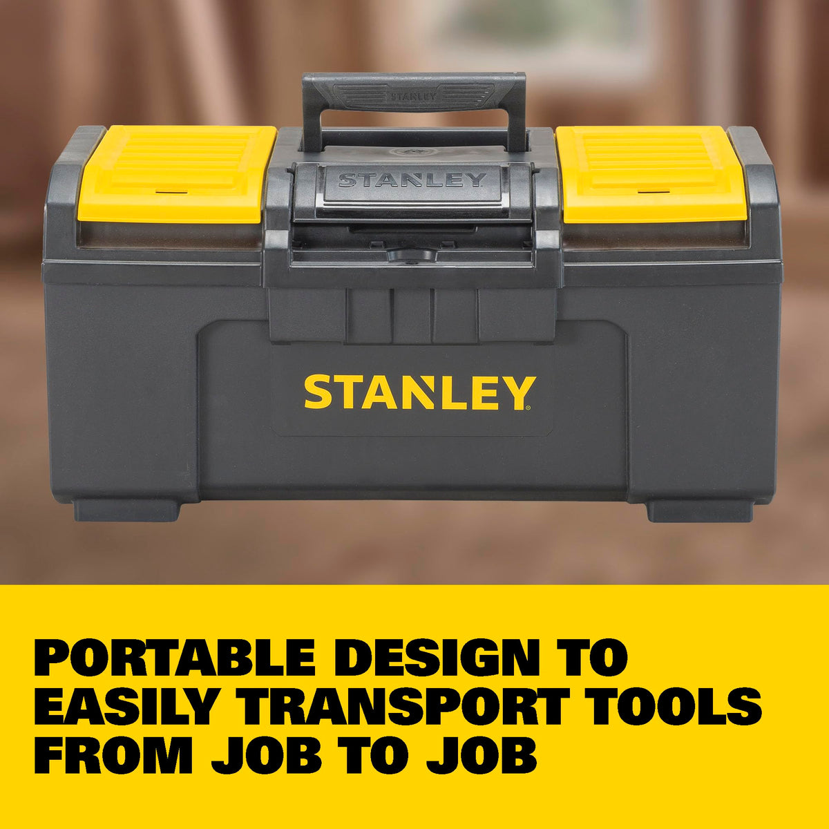 Tool Box by STANLEY – 19", Plastic, Black, Yellow, Model STST19410