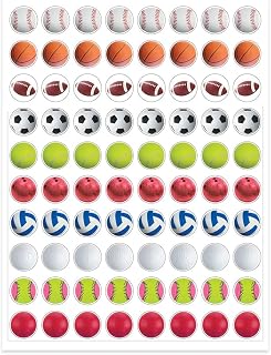 Hygloss Products Sports Balls Stickers - Perfect for Arts, Crafts, Classroom, DIY Projects & Much More - 1/2” Round Self-Adhesive Stickers - 80 Stickers per Sheet - 25 Sheets