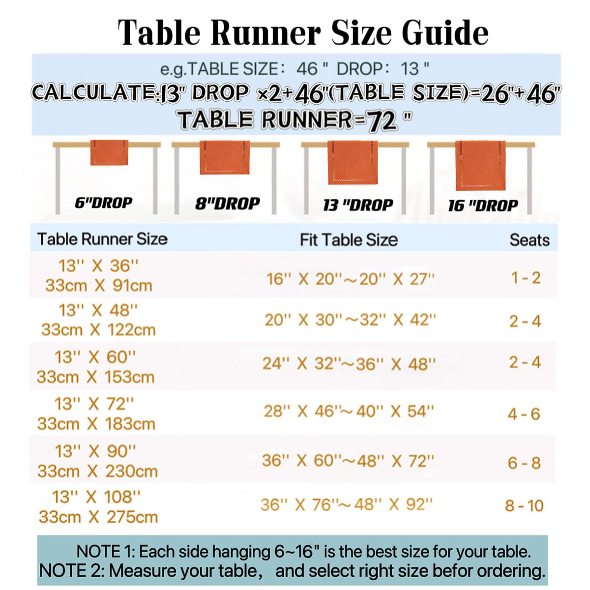 Aoztio Burlap Table Runner, 13x90 Inch, Orange