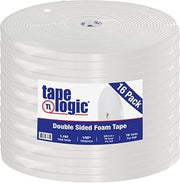 Tape Logic (16 Rolls) 3/4 Inch x 72 Yards, White Double Sided Foam Mounting Tape, 1/32 Inch Thick, for Crafts, Joining, Home and Office Use