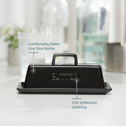 KooK Ceramic Butter Keeper with Cover, Regular Size, Black