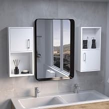 12" Eak 24" H 2 Pcs Wall Mounted Bathroom Medicine Cabinet, Two Doors, Two Shelves,White – Wall Mounted Medicine Cabinet with Mirror for Bathroom Walls, Powder Rooms & Small Bathrooms