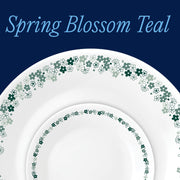 Spring Blossom Teal 18-Piece Round Dinnerware Set by Corelle – 18-Piece Set, Glass, Spring Blossom Teal, Pack of 18, Model 1153646