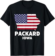Distressed Patriotic USA Flag Packard, Iowa T-Shirt