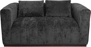 Moti Upton Loveseat in Prism Black Color with Modern Solid Wood Base