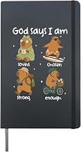Capybara God Says I Am Chosen Strong Enough Loved Hardcover Journal, Black