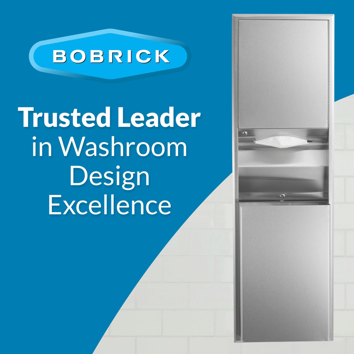 ClassicSeries Recessed Convertible Paper Towel Dispenser/Waste Receptacle by Bobrick – 15.19 x 7.09 x 56, Stainless Steel, Model 3944