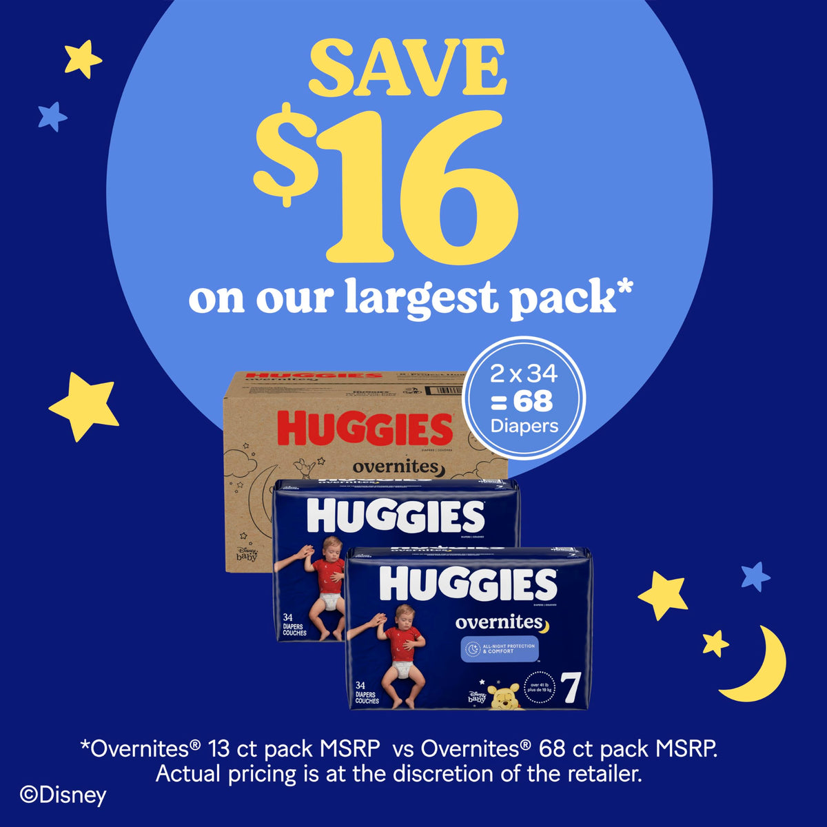 Overnites Diapers Size by HUGGIES – Size 7, Pulp, White, Pack of 36, Model 00036000549201
