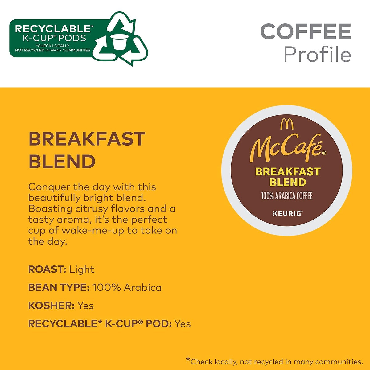 24328029 McCafe Breakfast Blend Coffee K-Cup Pods Light Roast – 24 Count (Pack of 1), coffee, Model 5000358127