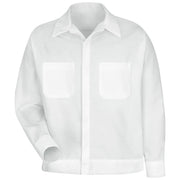 Men's Button-Front Shirt Jacket by Red Kap – Small, Polyester, White, Model SP35WH