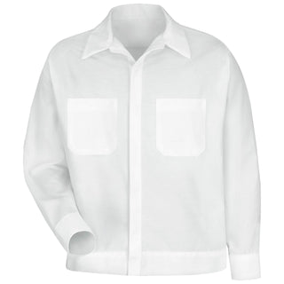 Men's Button-Front Shirt Jacket by Red Kap – Small, Polyester, White, Model SP35WH